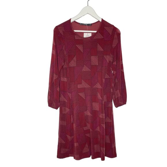 Gudrun Sjoden NWT Sz XS Maroon & Brick Red Striped Geometric Stripe Tunic Dress - Picture 9 of 10